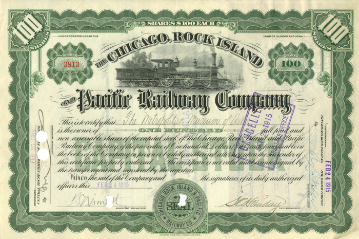 Chicago, Rock Island and Pacific Railway Co. - Stock Certificate